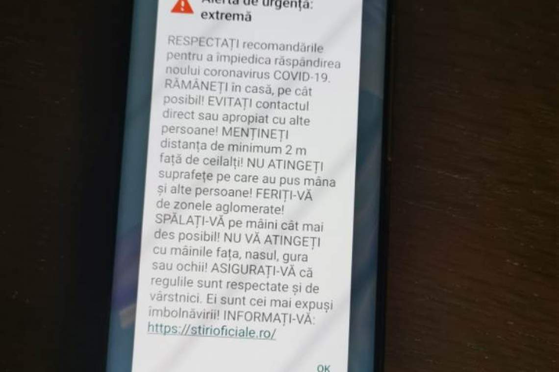 Alertă de urgență EXTREMĂ: RESPECTAȚI recomandările pentru a împiedica răspândirea noului coronavirus COVID-19. RĂMÂNEȚI în casă, pe cât posibil!