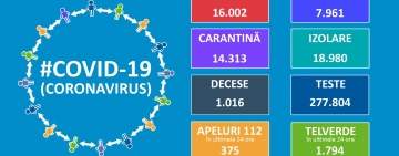 Bilanț CORONAVIRUS în România:   224 de cazuri noi în ultimele 24 de ore. Situația pe județe
