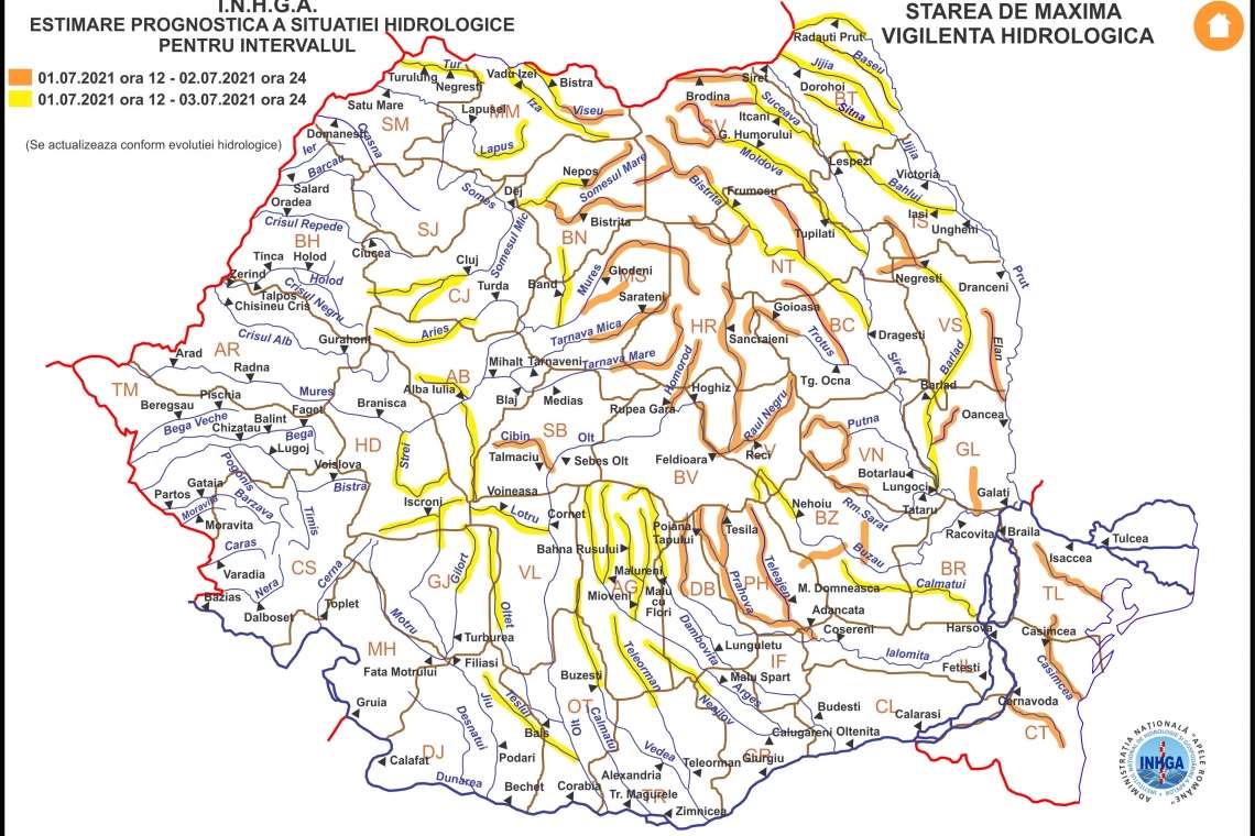 Cod PORTOCALIU de inundații în județul Prahova