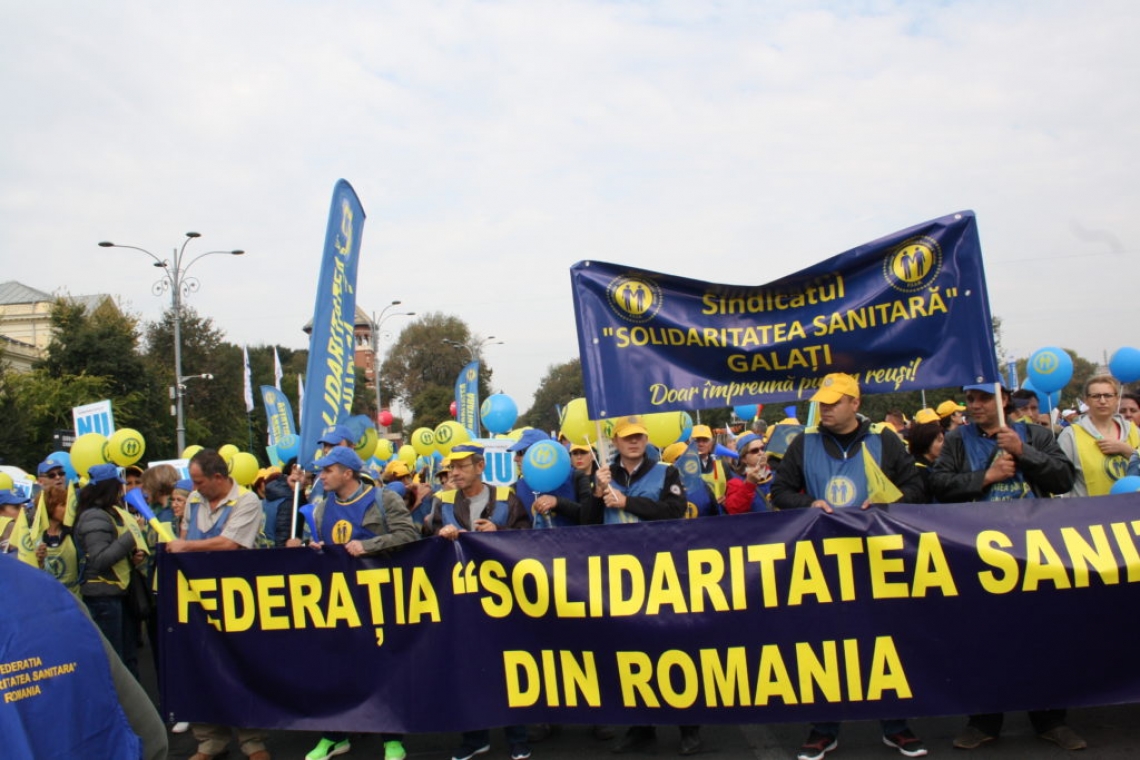 GREVĂ ÎN SĂNĂTATE| Protest al Federaţiei ”Solidaritatea Sanitară” în Bucureşti